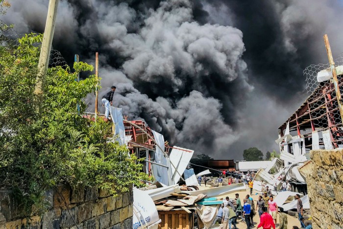 Smoke rises after an air strike in Mekelem Ethiopia. In her testimony to members of the UK parliament on Monday, Haugen described the violence amplified by Facebook in Ethiopia as the ‘opening chapter of a novel that is going to be horrific to read’