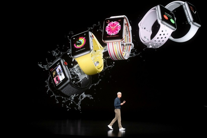 Cook speaks during an Apple event in Cupertino, California