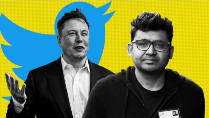 Montage of Elon Musk and Parag Agrawal